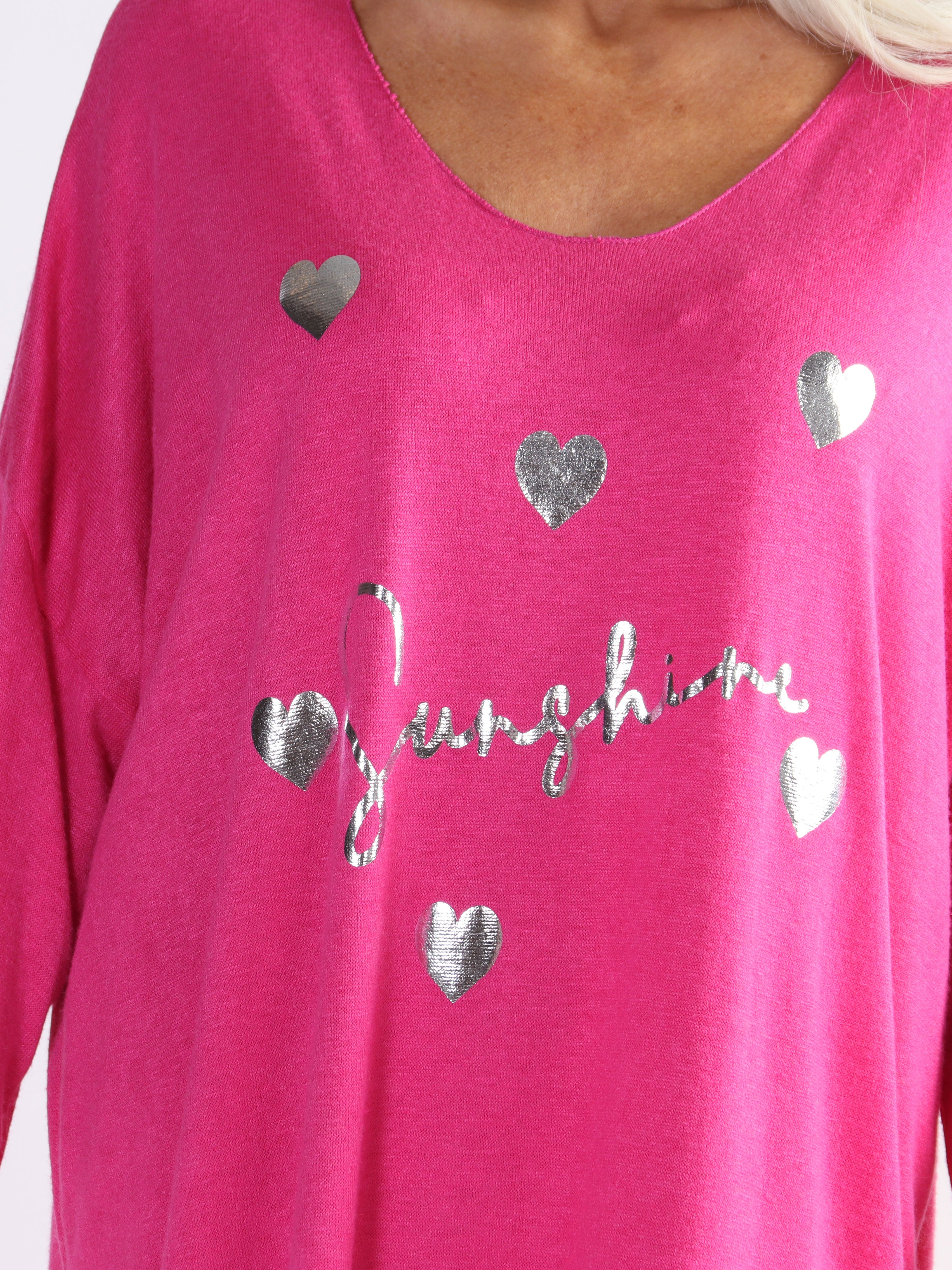 Lucia - Plus size kjole i viskose med print af sølv hjerter og skrift